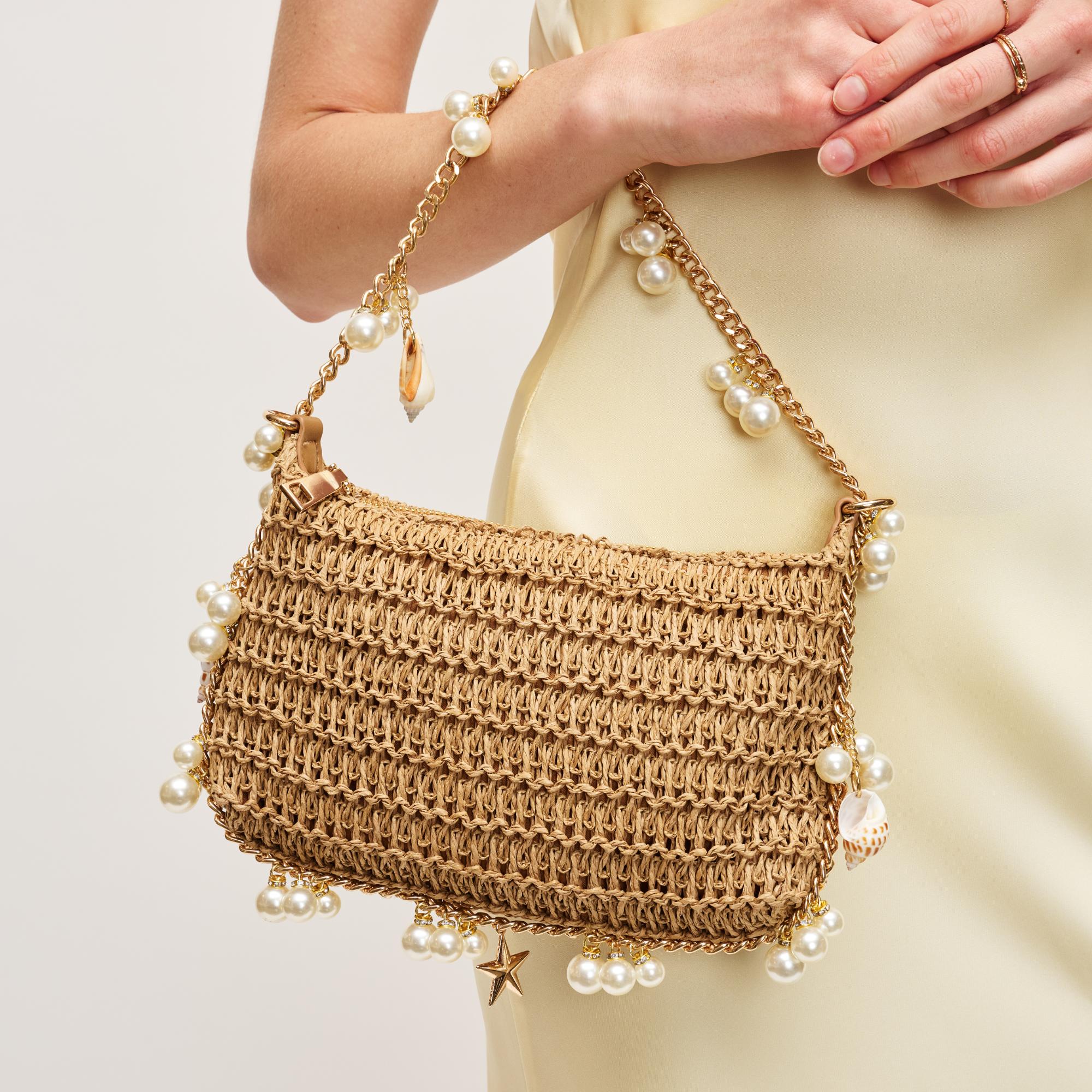 Steph Seashell Straw Bag Evening Bag Natural
