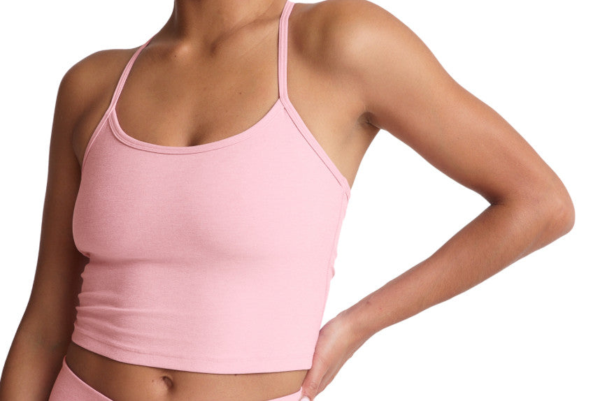 Beyond Yoga Slim Racerback Cropped Spacedye Tank Frosty Pink Heather