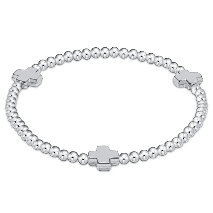 Enewton Signature Cross Pattern 3mm Bead Bracelet Sterling