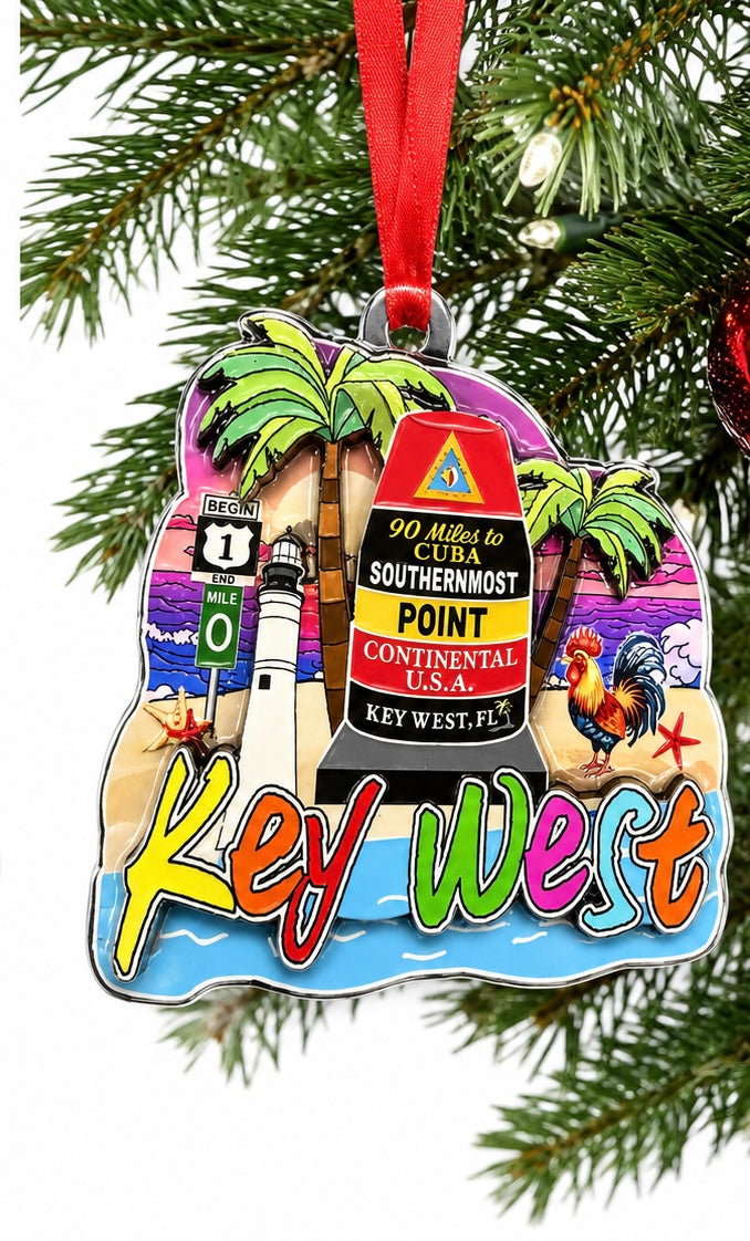 Key West Lighthouse & Southernmost Point Christmas Ornament