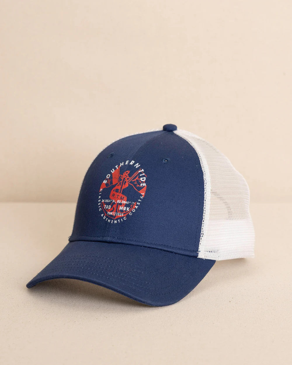 Southern Tide Anchors and Flags Trucker Hat Vintage Indigo