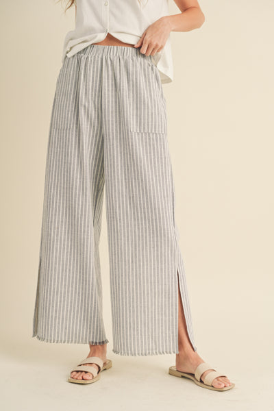 Shaddow and Fish Luna Striped Linen Pants Cloud