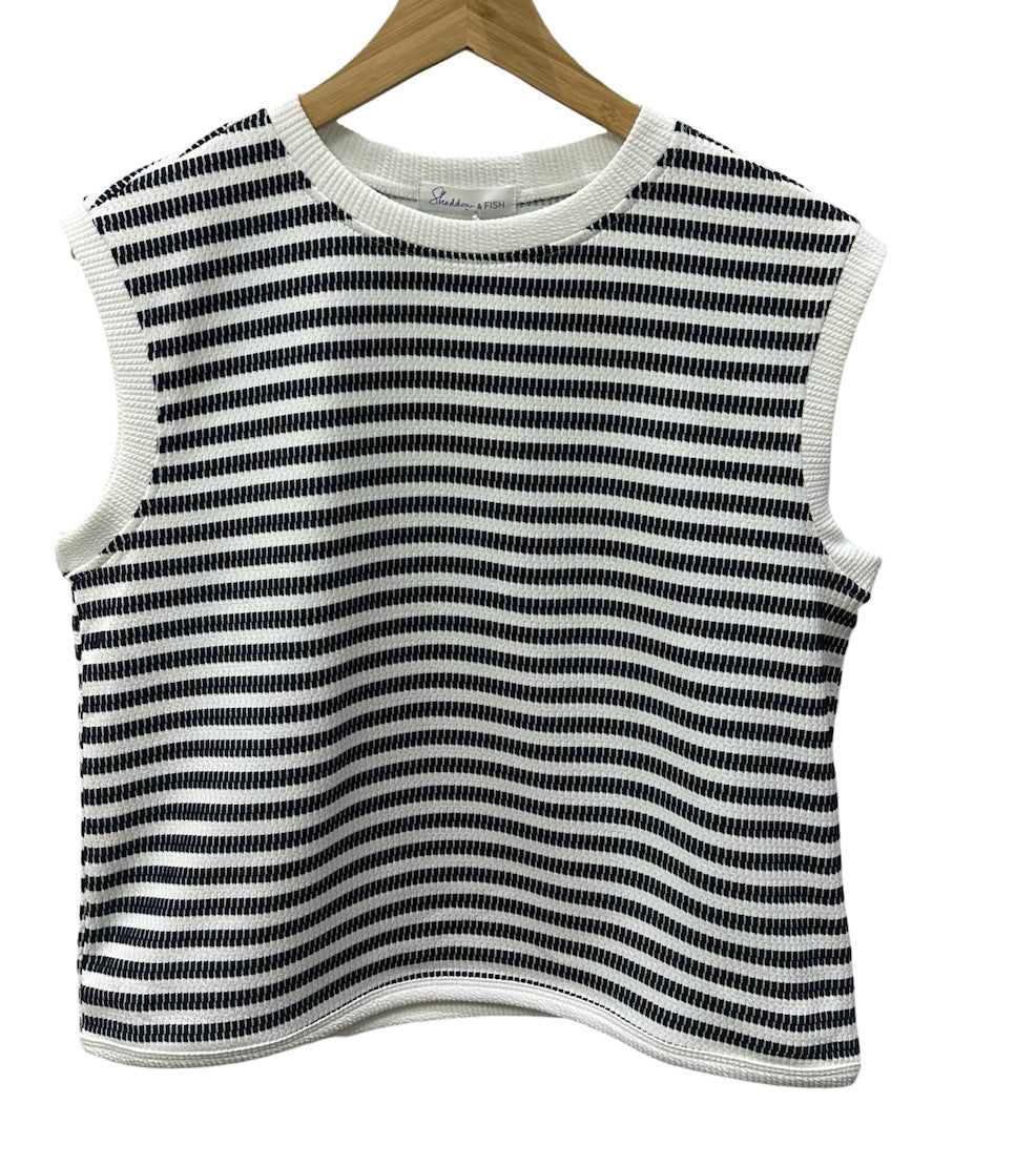 Shaddow And Fish Kaia Stripe Knit Muscle Tank