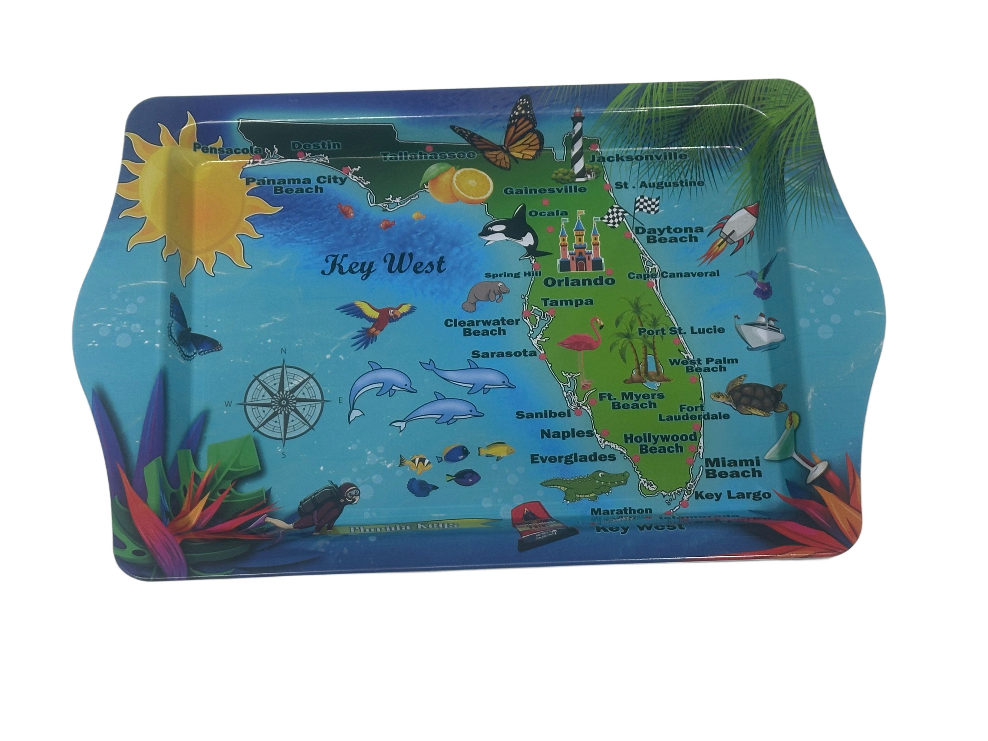 Florida Destinational Points Key West 10"x6" Tin Tray