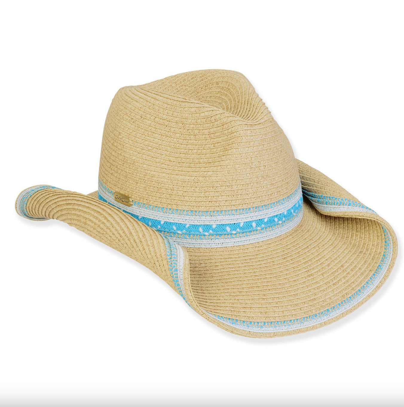 Sun 'N' Sand Olivia Turquoise Detail Western Brim Hat