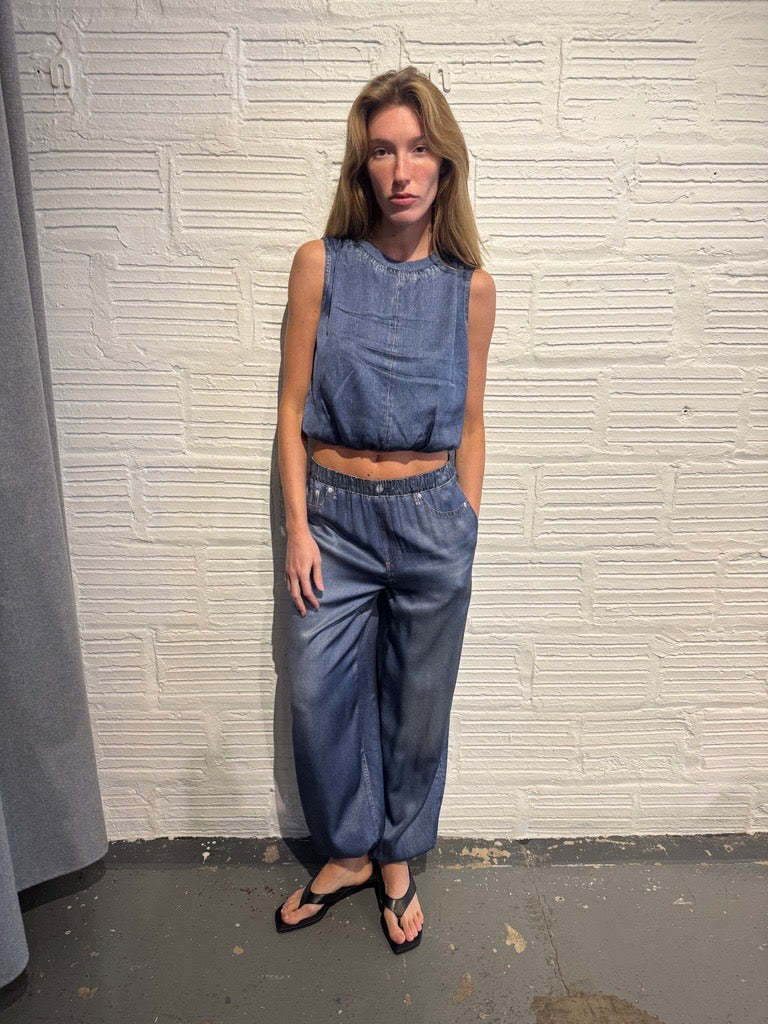Rag & Bone Miramar Satin Mica Bubble Top Jasper