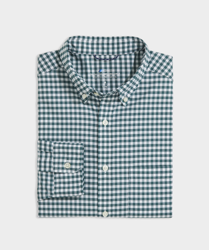 Vineyard Vines On-the-Go Gingham Performance Button Up Shirt Charleston Green