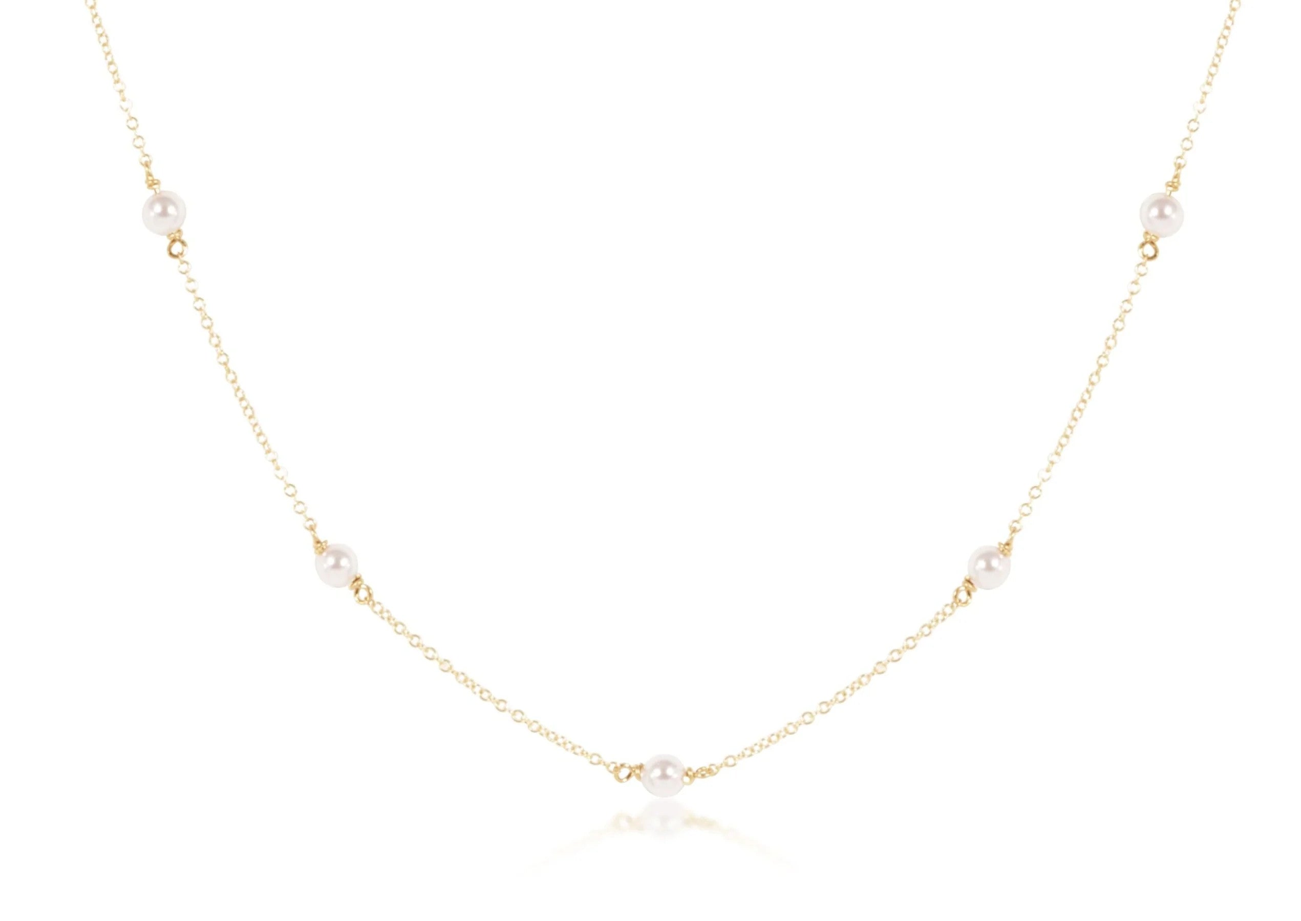 Enewton 15"Choker Simplicity Chain Gold 4mm Pearl