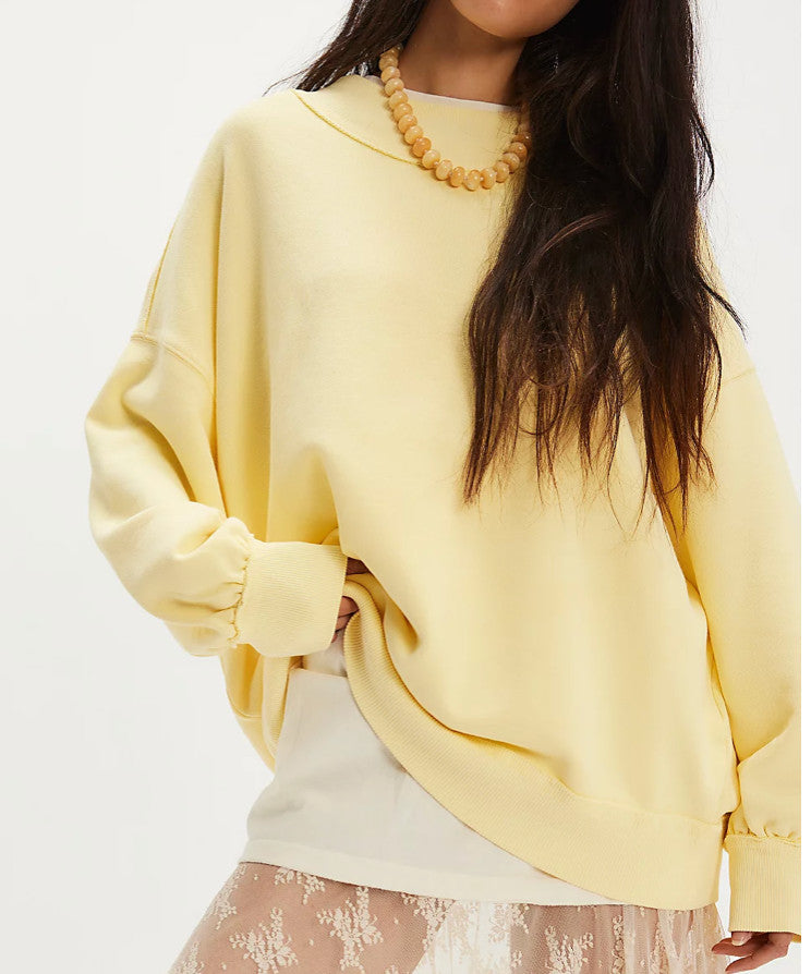 Free People We The Free Palm Springs Mockneck Pullover Banana Cream