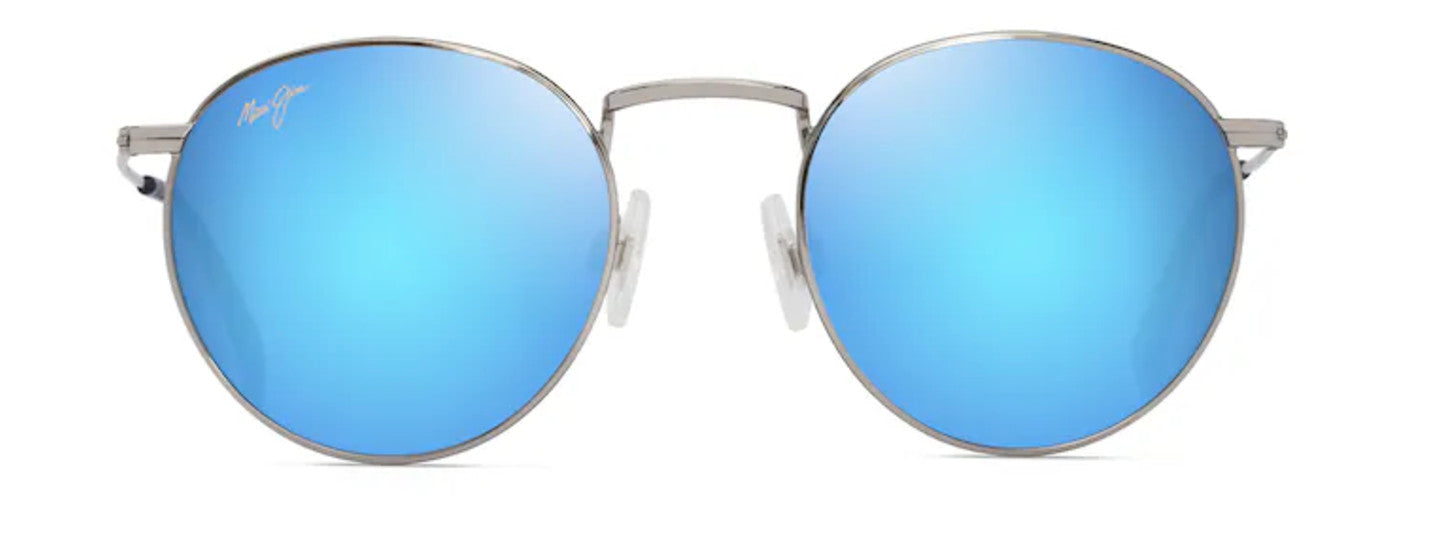 Maui Jim Pukaua Blue Hawaii Lens w/ Shiny Silver Blue & Green Frame Sunglasses