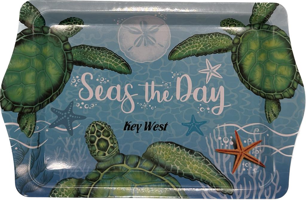 Seas The Day Turtles Key West 10"x6" Tin Tray