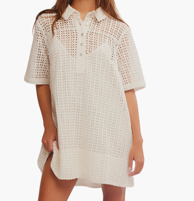 Free People Remino Eyelet Mini Dress Bright White