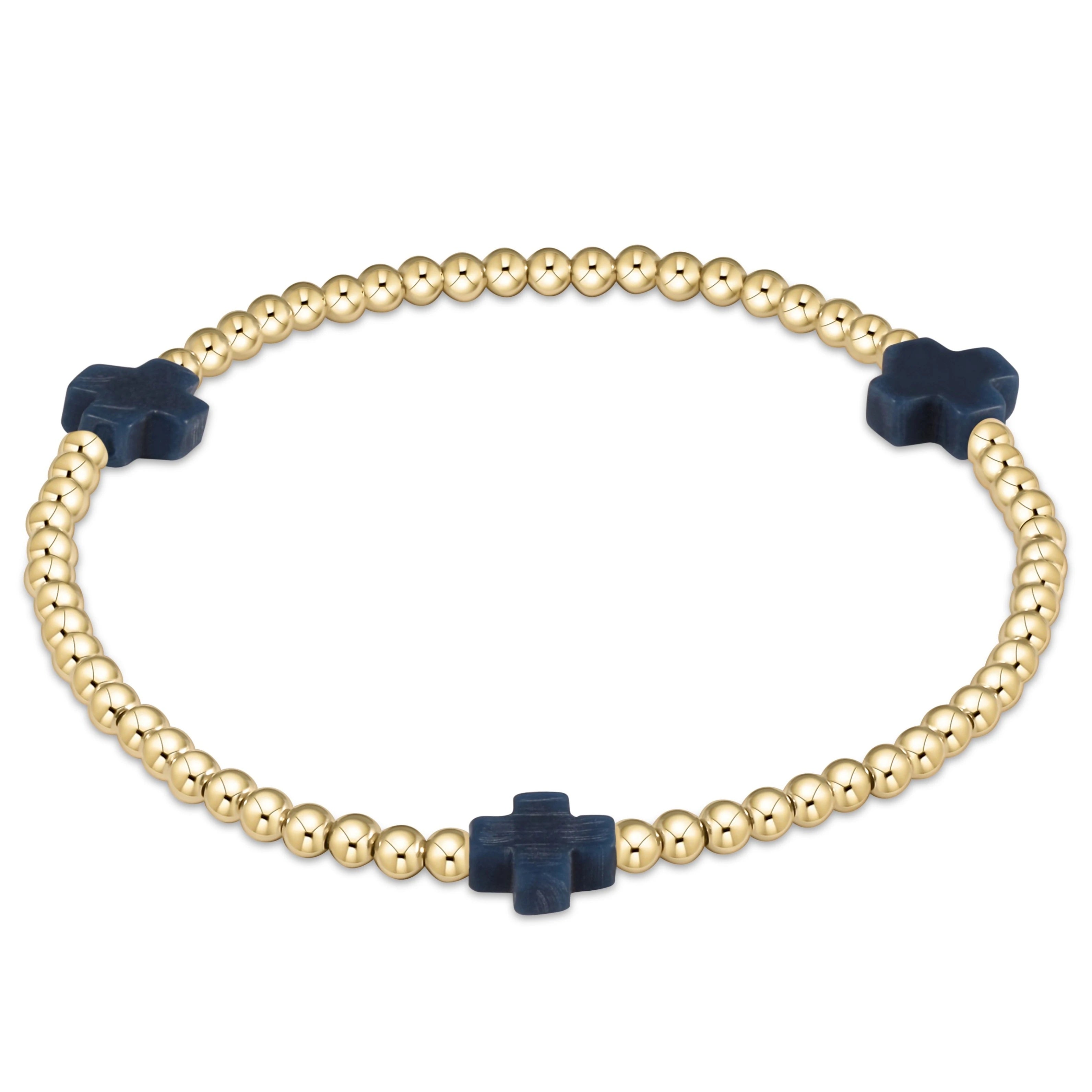 Enewton Signature Cross Gold Pattern 3mm Bead Bracelet