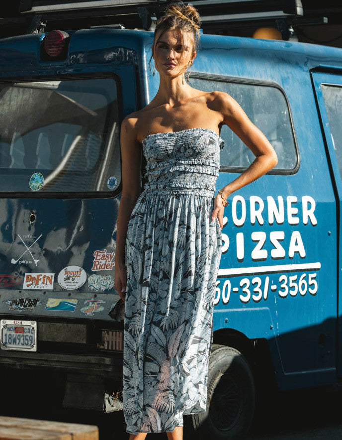 O'Neill Devyn Midi Palmetto Floral Midi Dress Slate