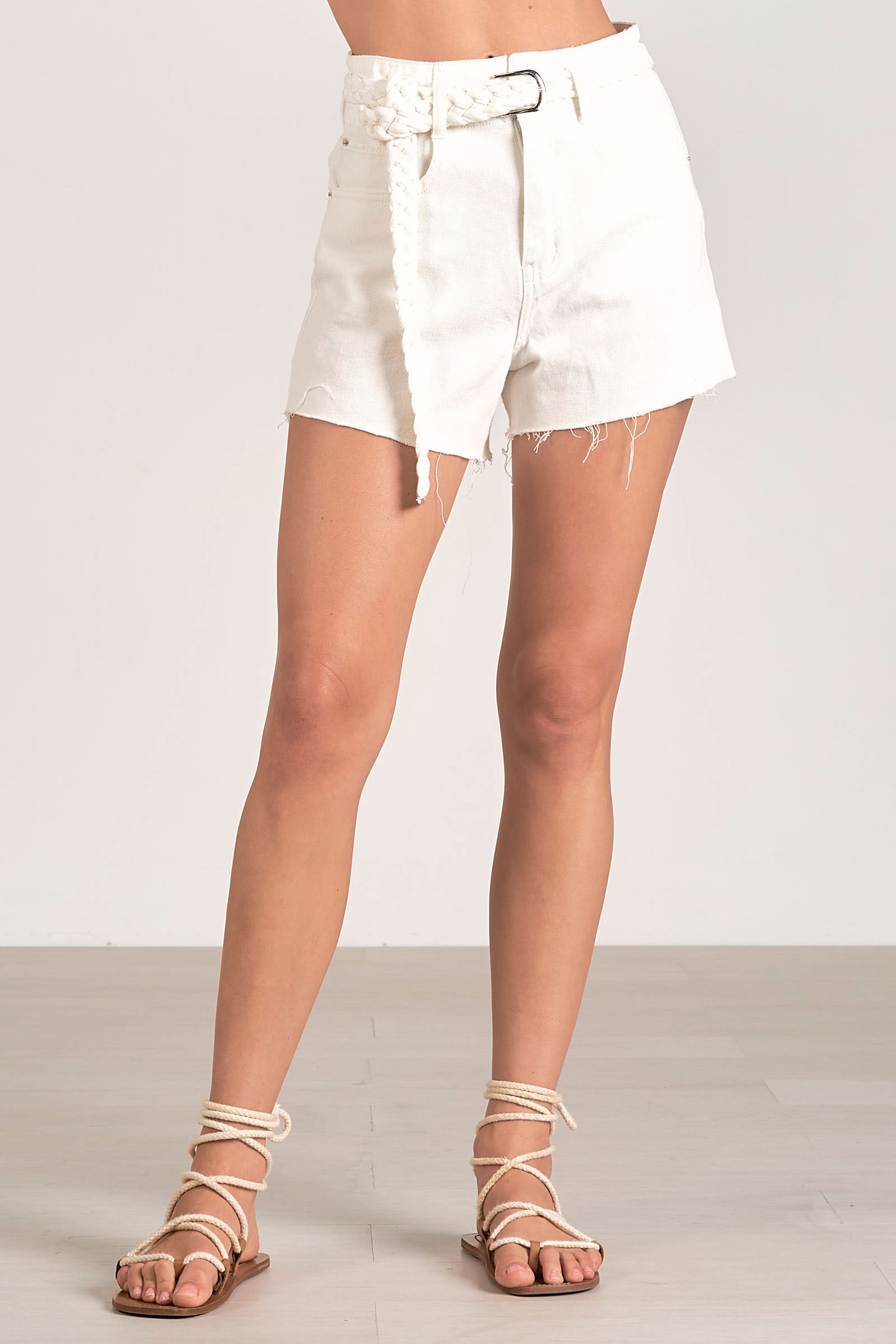 Elan Meli High Waist Braided Short White