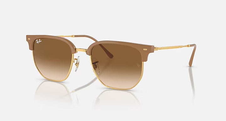 Ray Ban New Clubmaster Beige on Artista w/ Clear Gradient Brown Lens Sunglasses