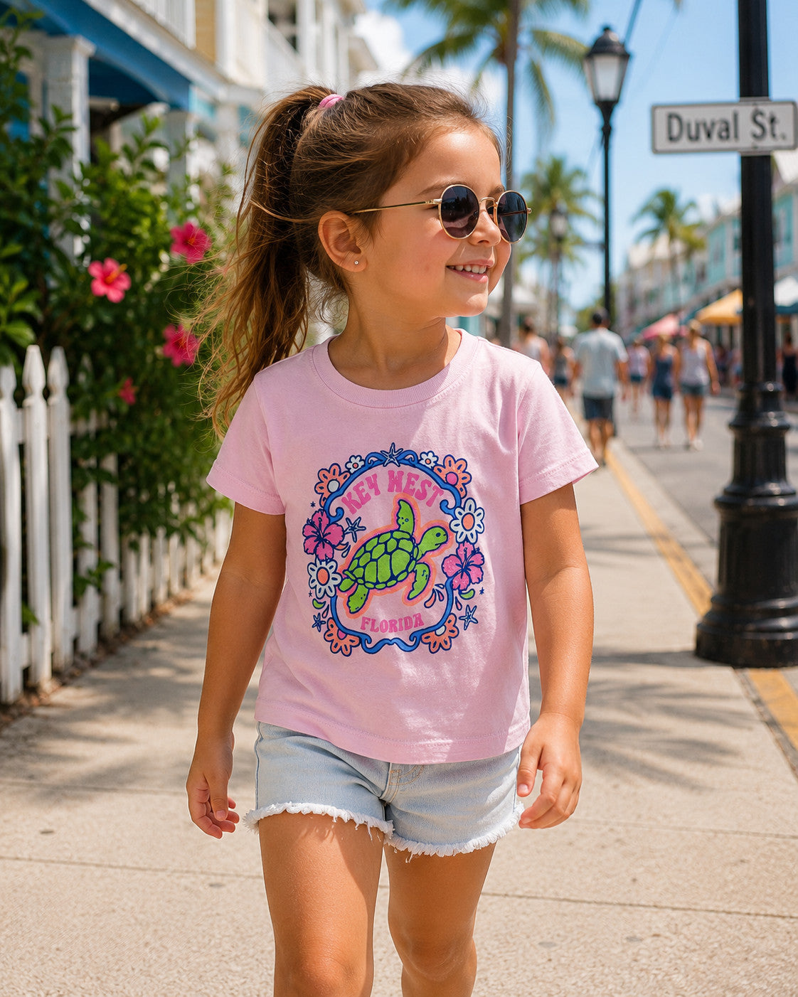 Shaddow and Fish Youth Sugar Turtle Key West Glitter Tee Blush