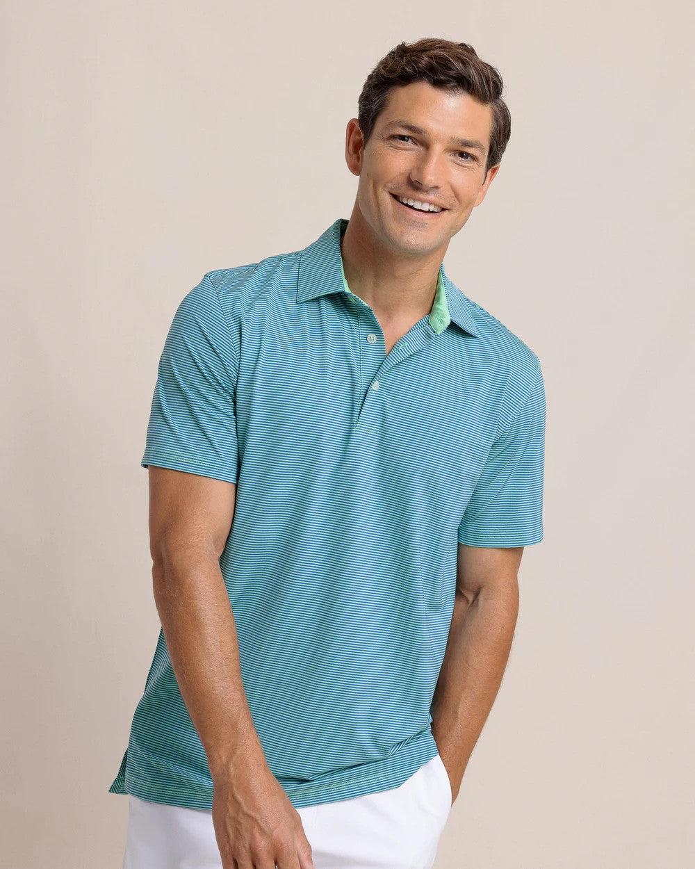 Southern Tide Brrreeze Meadowbrook Stripe Polo Parakeet