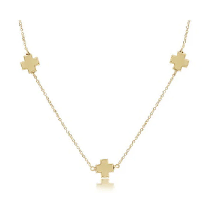 Enewton  15" Choker Simplicity Chain Signature Cross  Gold