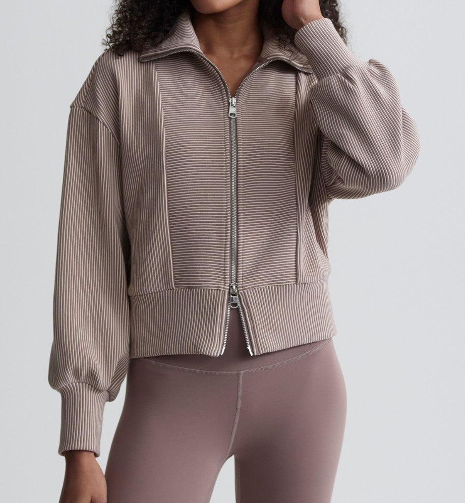 VARLEY Gibbs Zip Through Sweater Taupe Sand