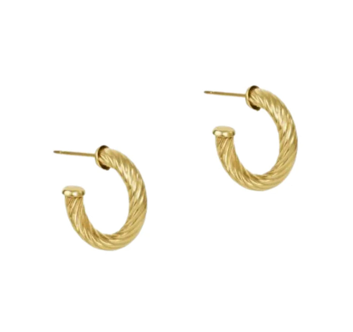 Enewton Round 0.5" Hoop 4mm Texture Twist Earrings Gold