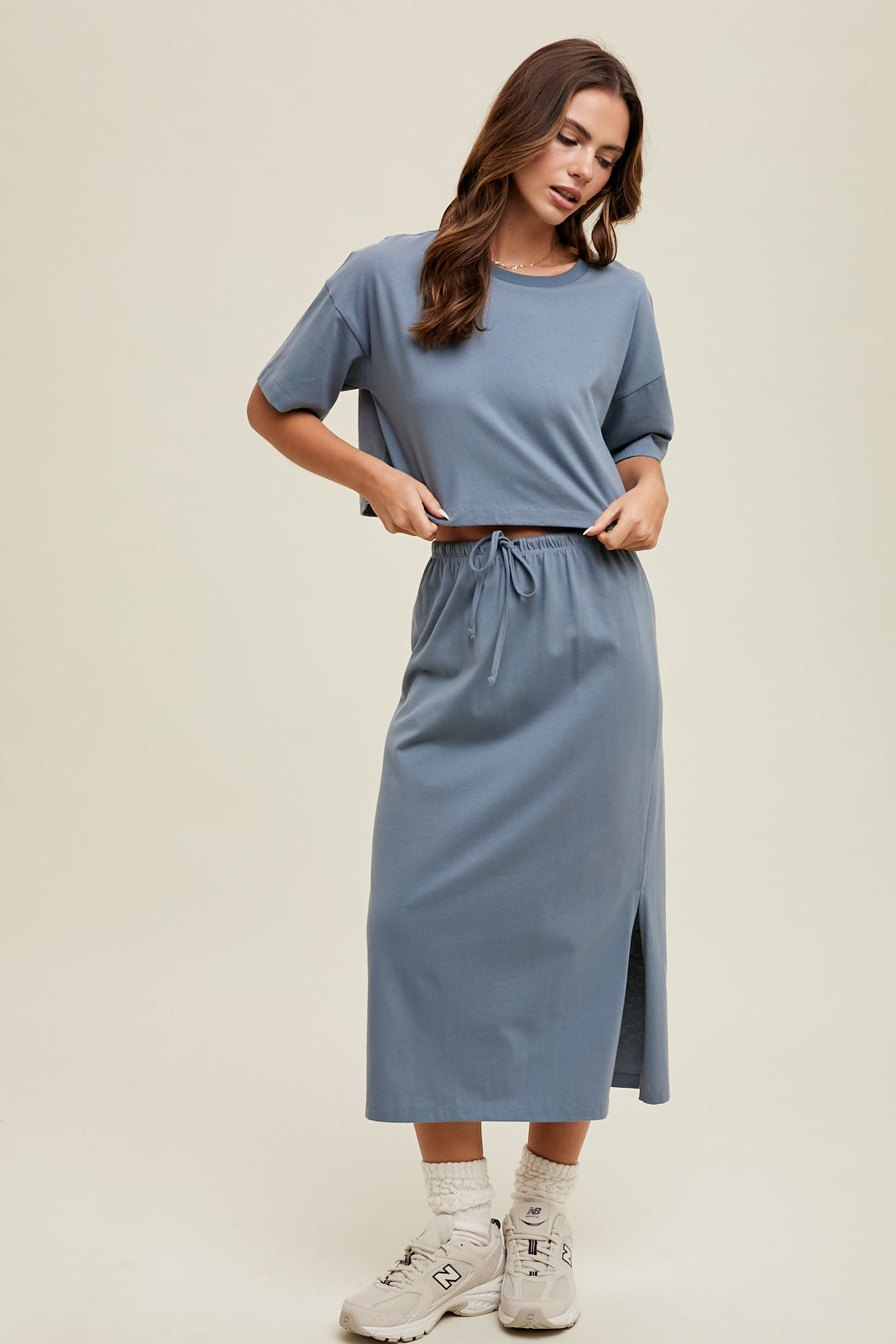 Shaddow and Fish Nicole Boxy Tee Slate Blue