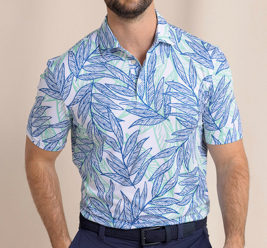 Southern Tide Driver Blue Palms Polo Classic White