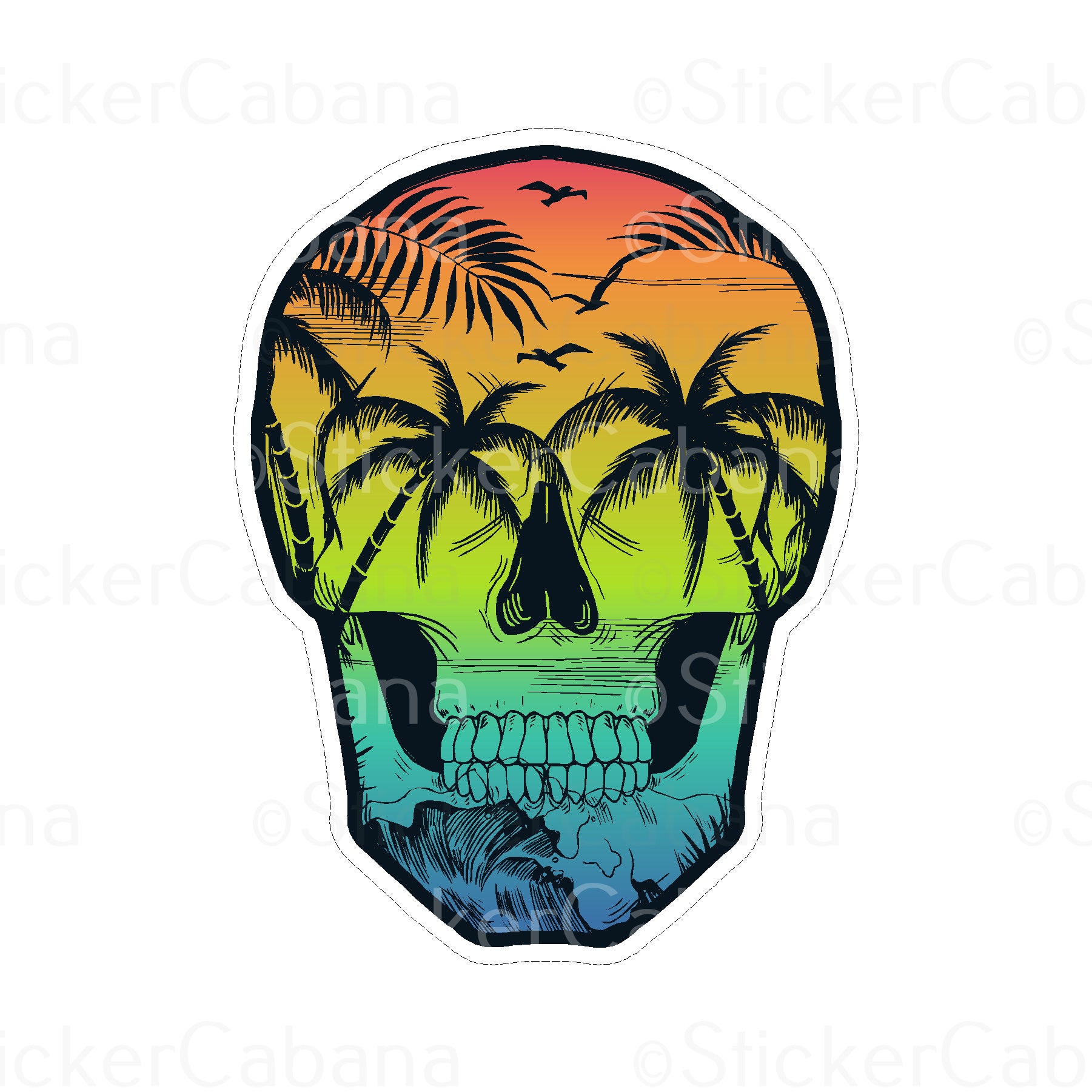 Sticker Cabana Tropical Skull Small Sticker