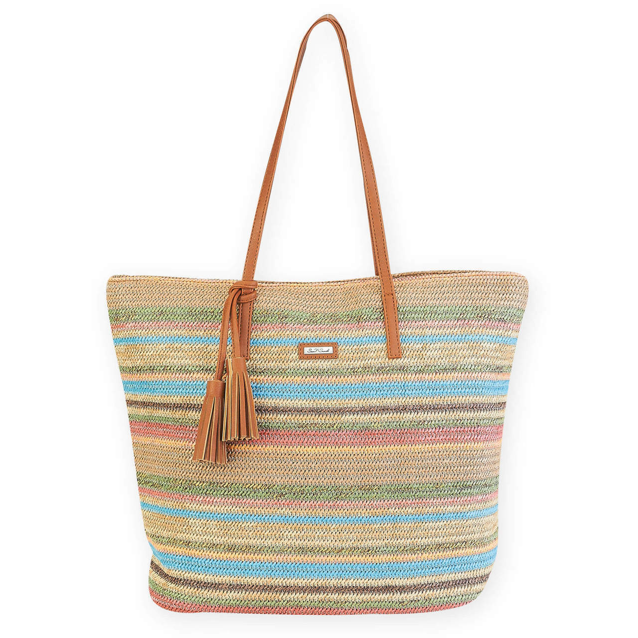 Sun 'N' Sand Stripes Poly Straw Shoulder Tote