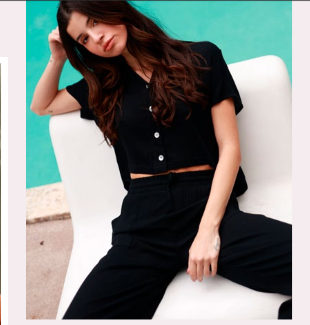 Salty Weekend Abby Crop Button Shirt Black