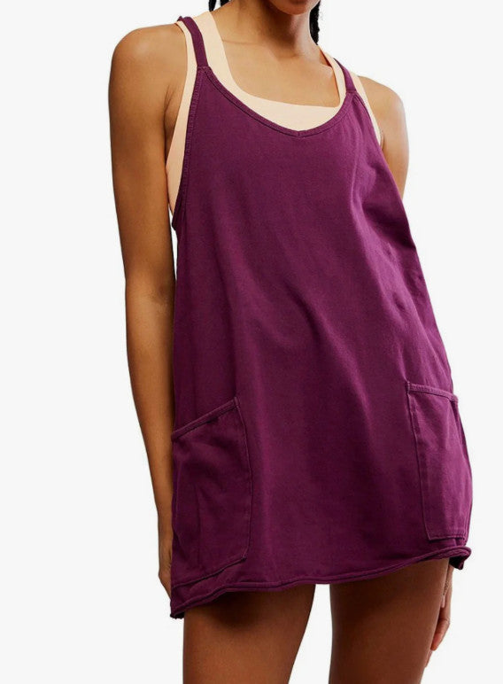 Free People Hot Shot Mini Dress  Black Cherry