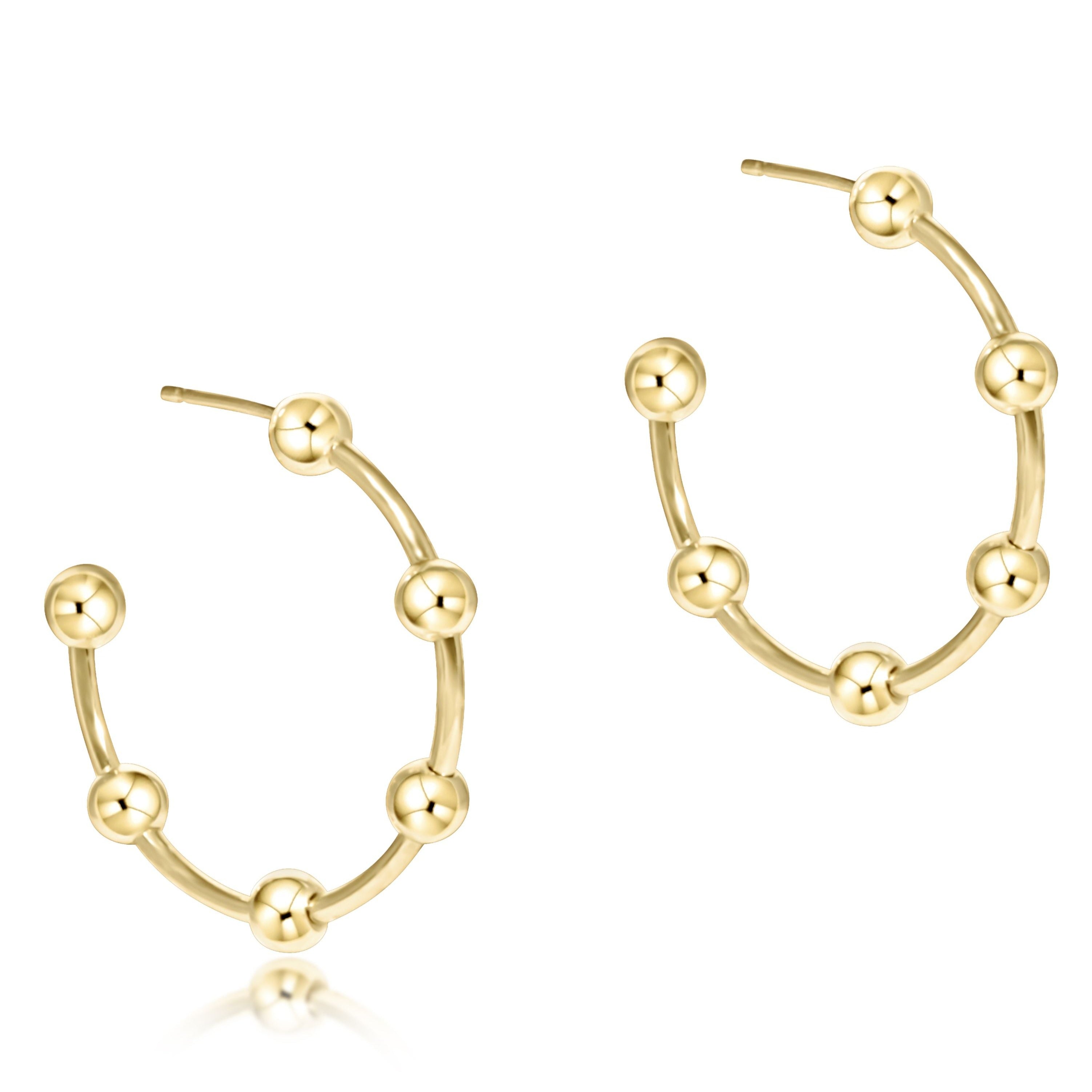 Enewton Beaded Simplicity  1" Post Hoop - 4mm Gold Earrings