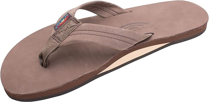Rainbow Sandals Mens Single Layer Classic Leather with Arch Support Classic Expresso