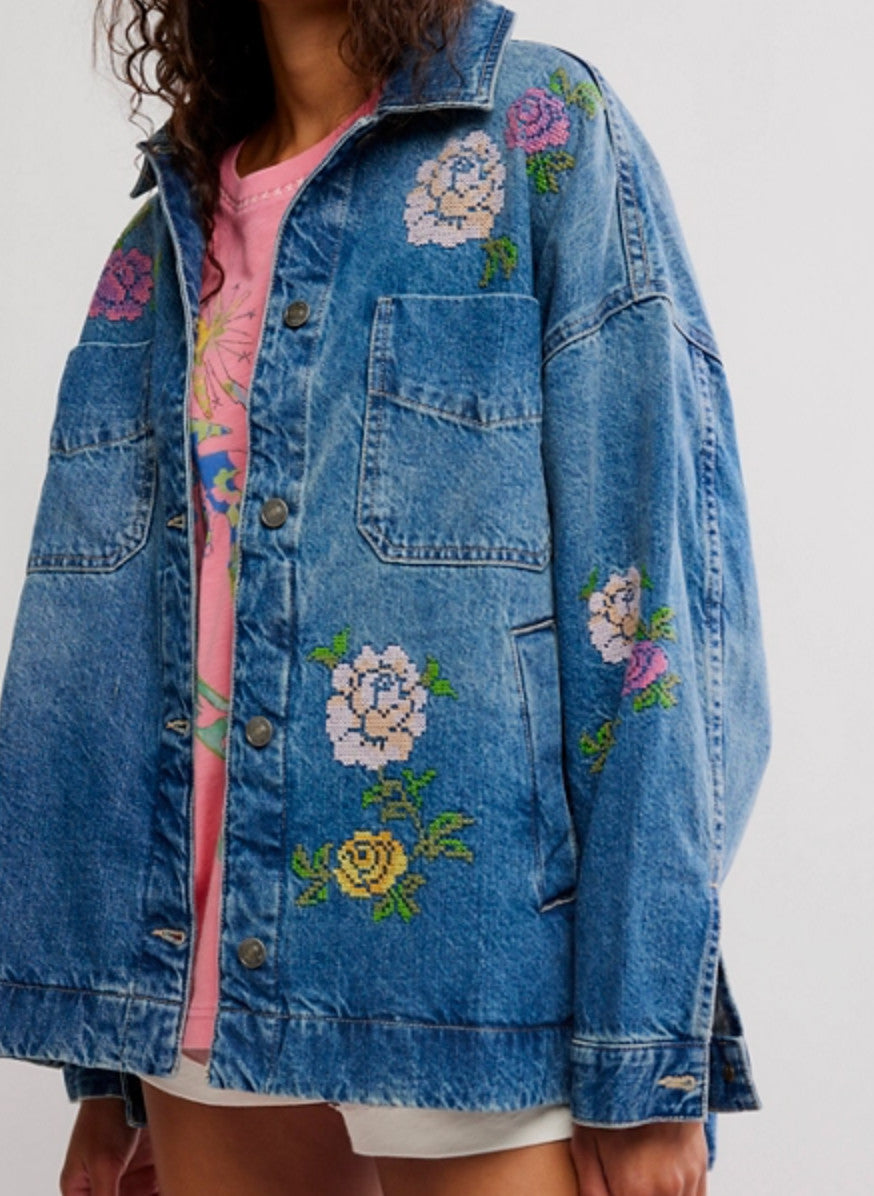 Free People We The Free Madison City Embroidered Jacket Cowboy Romance