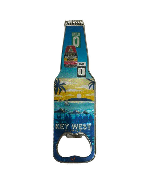 Sunset & Icons Bottle Key West Opener Magnet