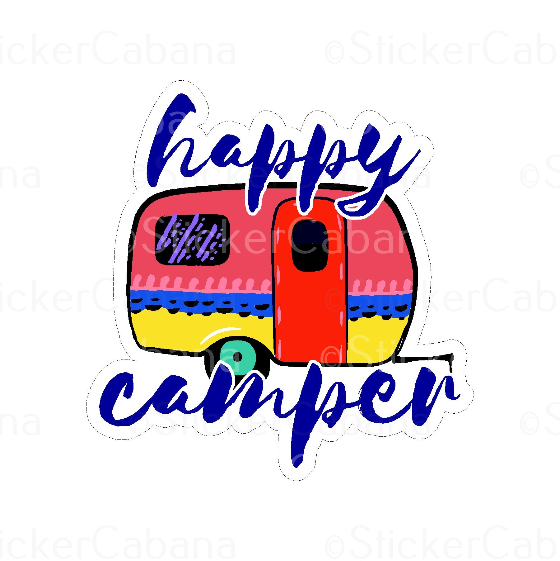 Sticker Cabana Happy Camper Color Large Sticker