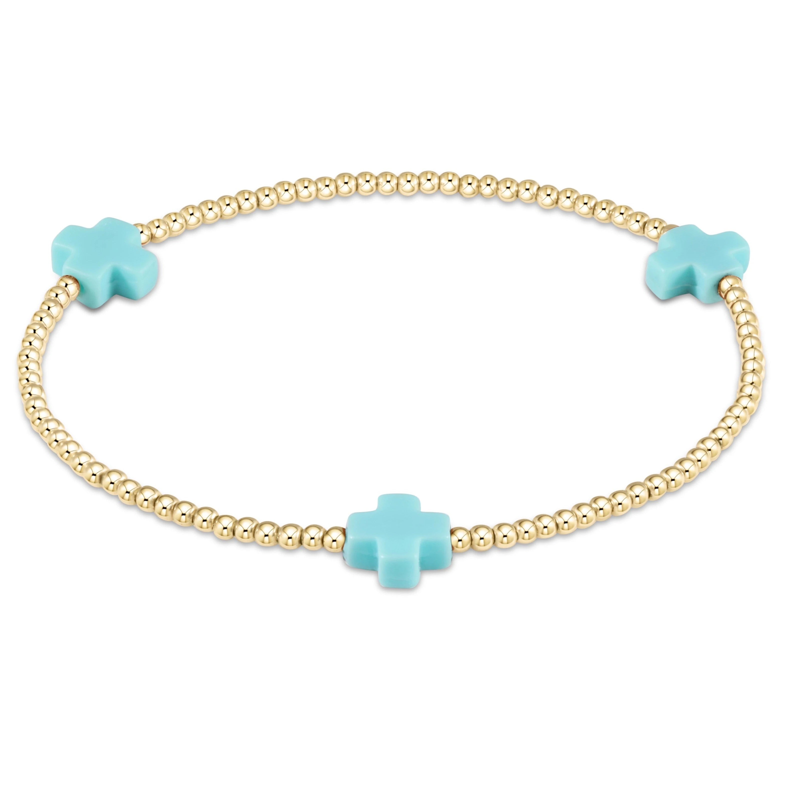 Enewton Signature Cross Gold Pattern 3mm Bead Bracelet