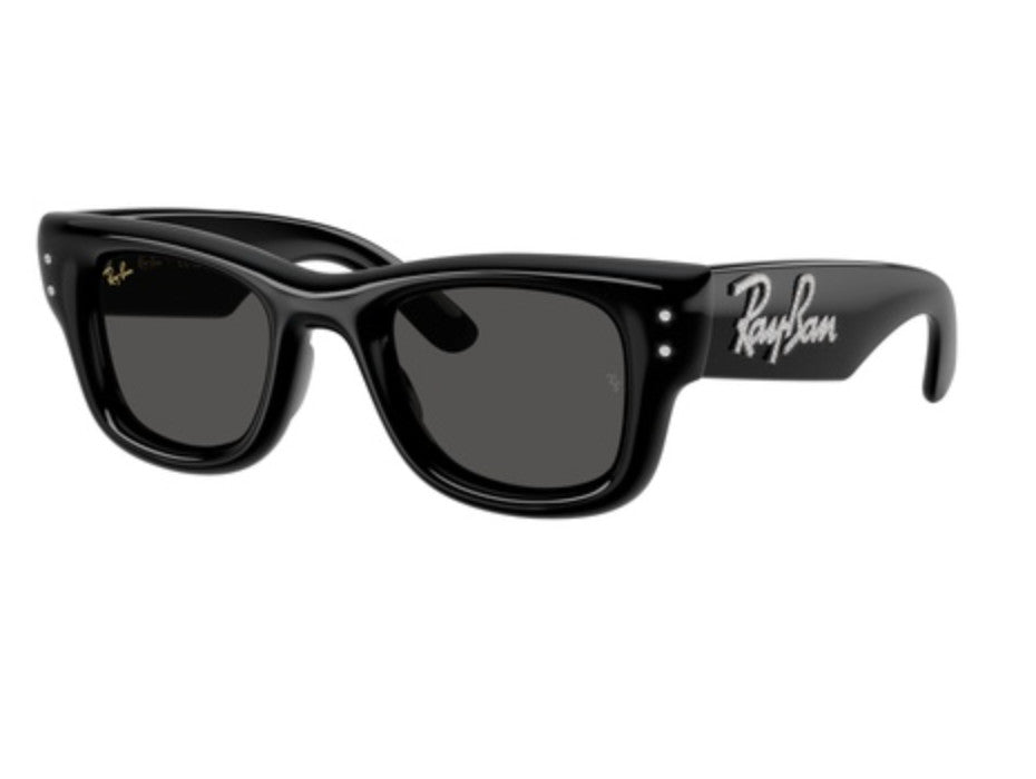Ray Ban New Wayfarer Puffer Black Strass Frame w/ Dark Grey Lens Sunglasses