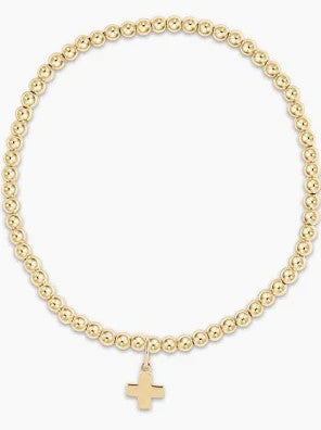 Enewton Classic Gold 3mm Signature Cross Charm Bead Bracelet