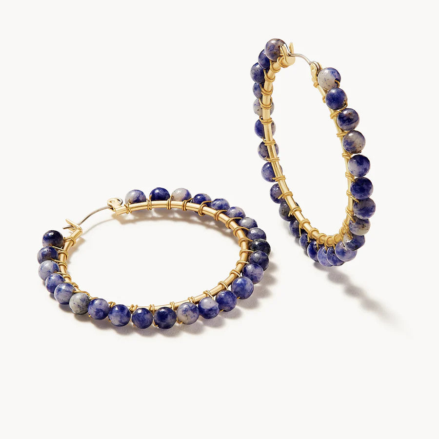 Spartina Ann Beaded Hoop Earrings Solidate Blue