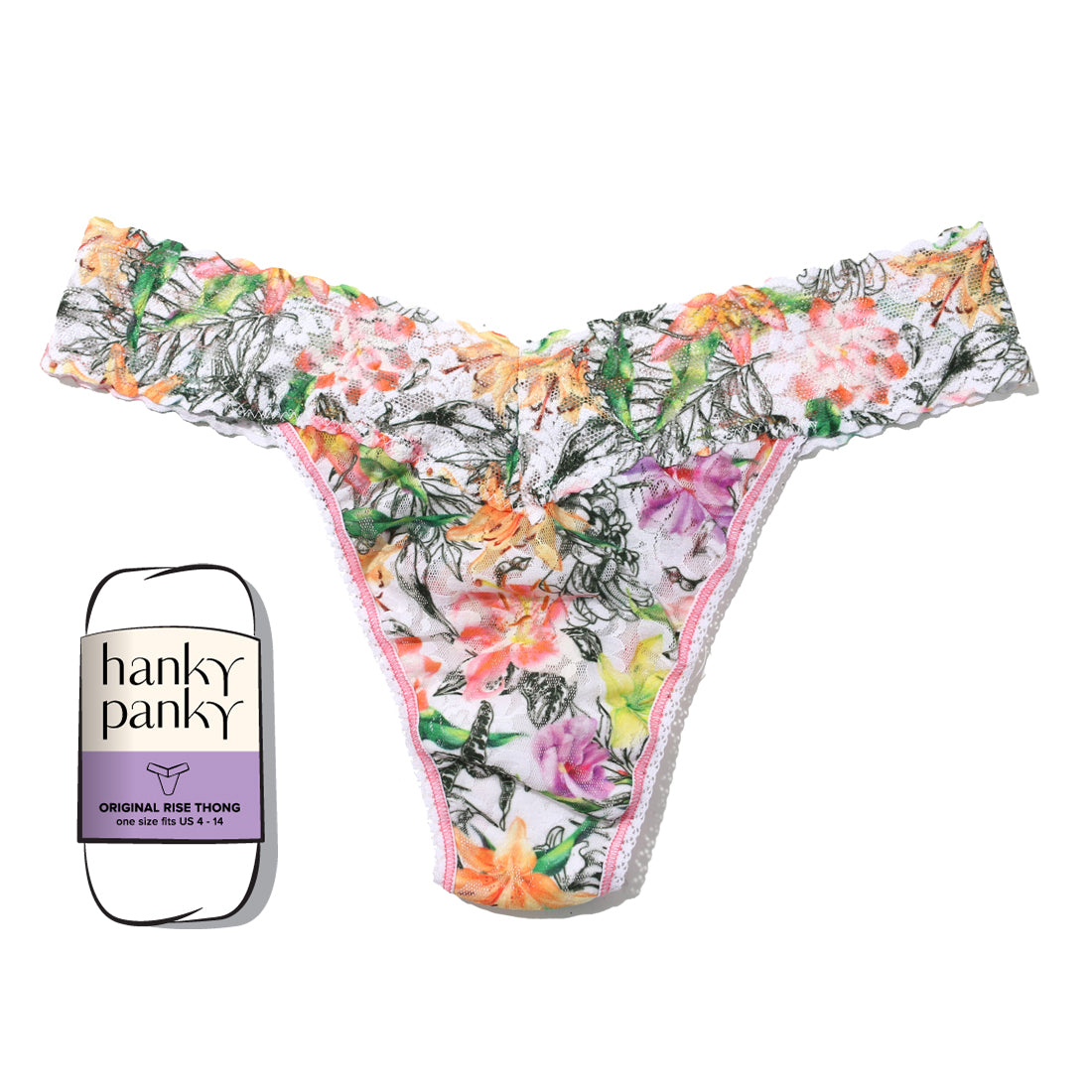 Hanky Panky Printed Original Wrapped Thong Printed Botany O/S