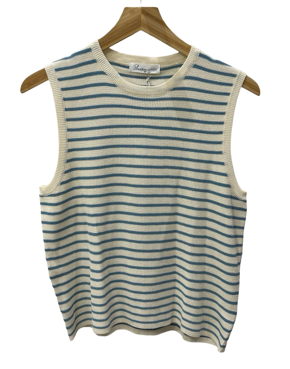 Shaddow and Fish Petra Striped Sweater Muscle Tank Off White/Blue