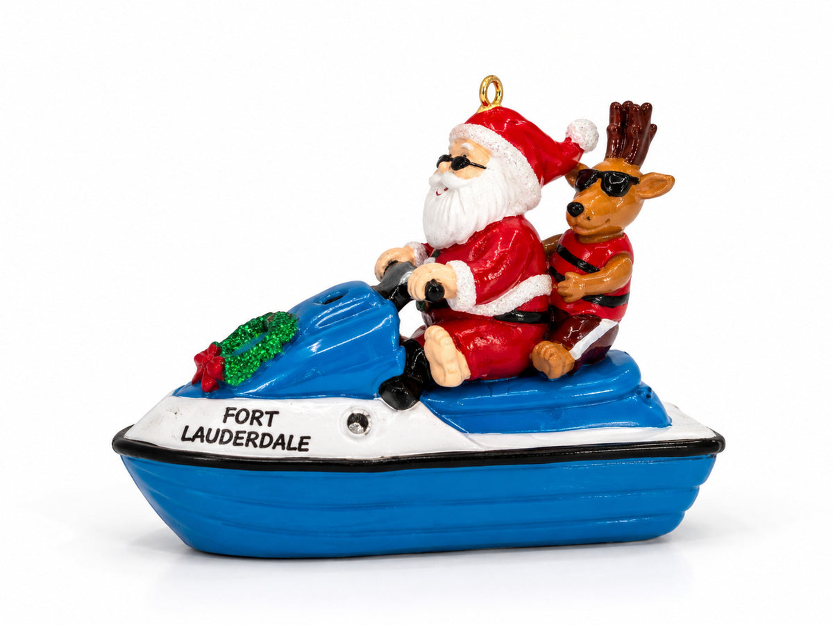Cape Shore Santa & Reindeer Jet Ski Ft Lauderdale Ornament