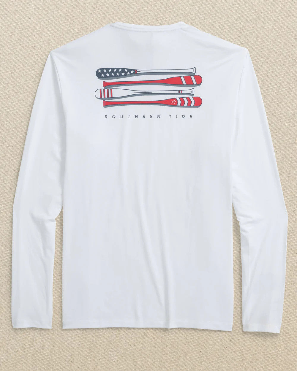 Southern Tide Oars and Stripe Performance Tee LS Classic White