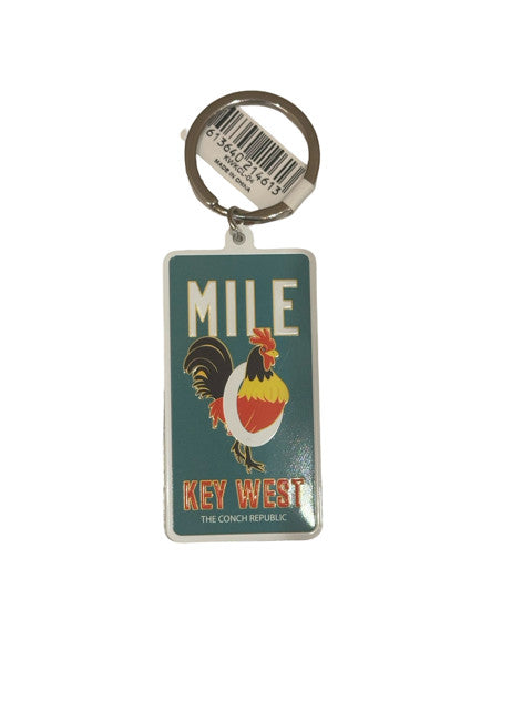 Roaster Mile 0 Key West License Plate Keychain