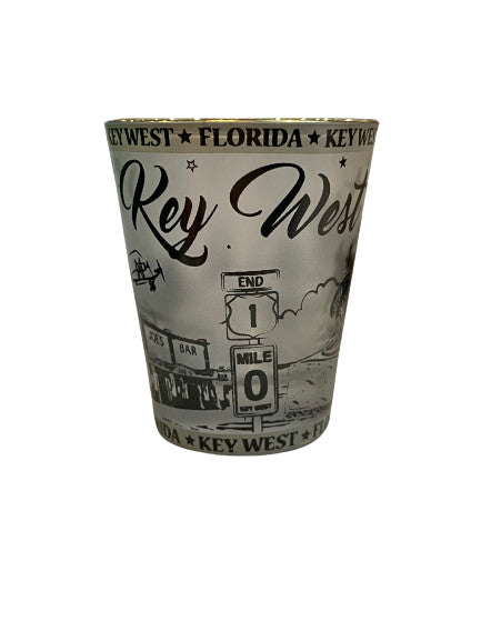 Jojo's Key West Star Bright Frost W/Gold Rim Shot Glass