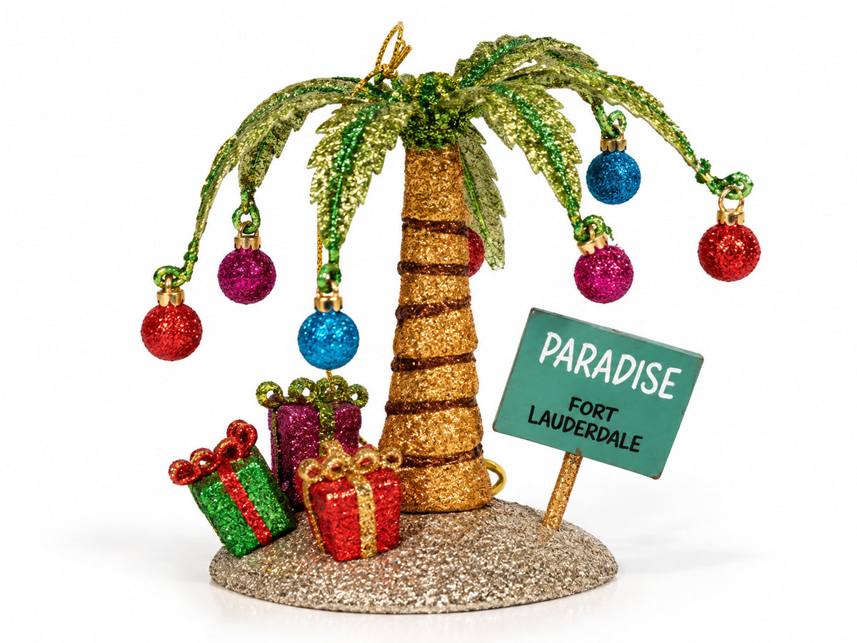 Cape Shore Palm Glittered Ft Lauderdale Ornament