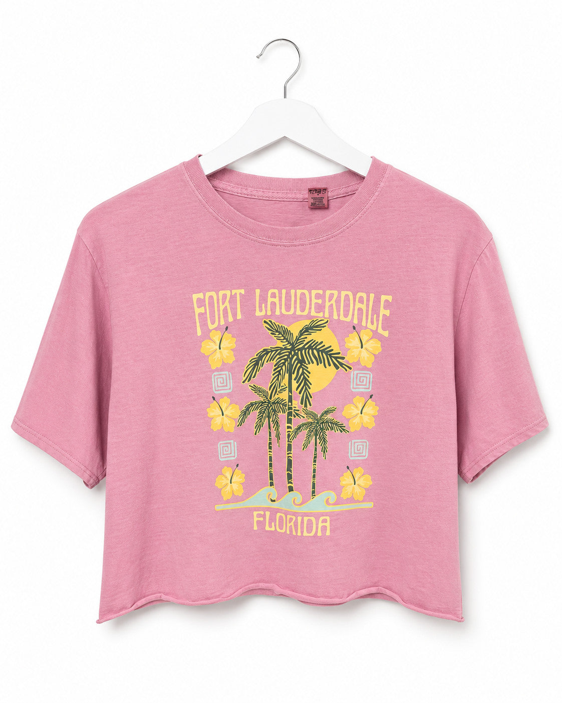 Shaddow and Fish Floral Palm Fort Lauderdale Cropped Top Pink Lemonade