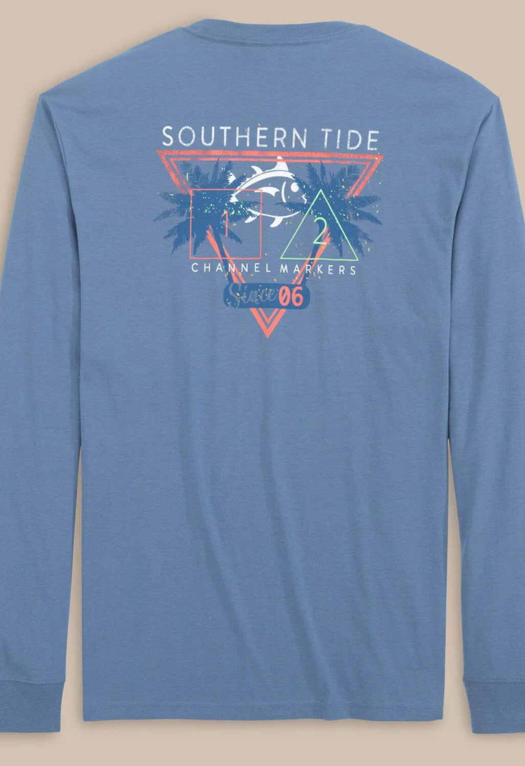 Southern Tide Retrowave Channel Market Tee LS Abyss Blue