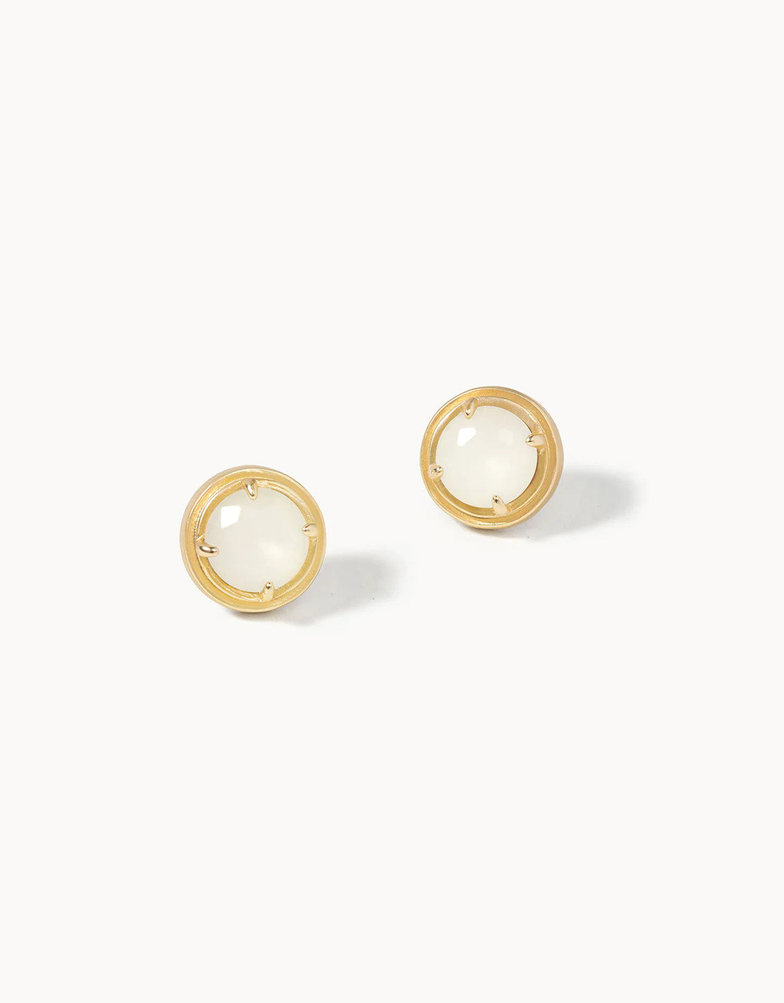 Spartina Crema Stud Earrings Gold Frosted White